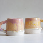 handmade ceramic yellow and purple mug