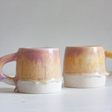 handmade ceramic yellow and purple mug