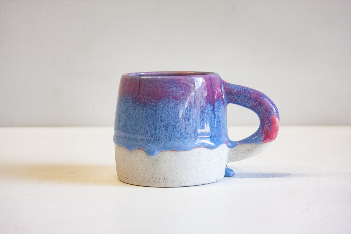 handmade ceramic blue and pink large mug