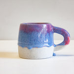 handmade ceramic blue and pink large mug
