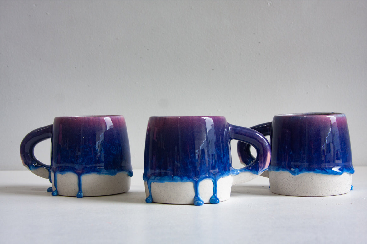 handmade ceramic blue and pink large mug