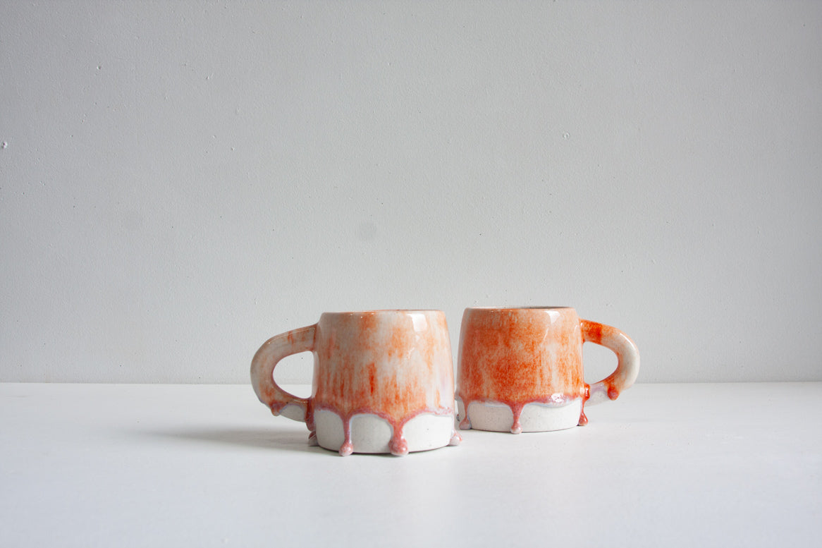 handmade ceramic purple and orange large mug