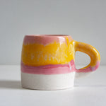 handmade ceramic yellow and pink large mug