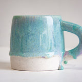Handmade Ceramic Large Mug - Light Blue & purple