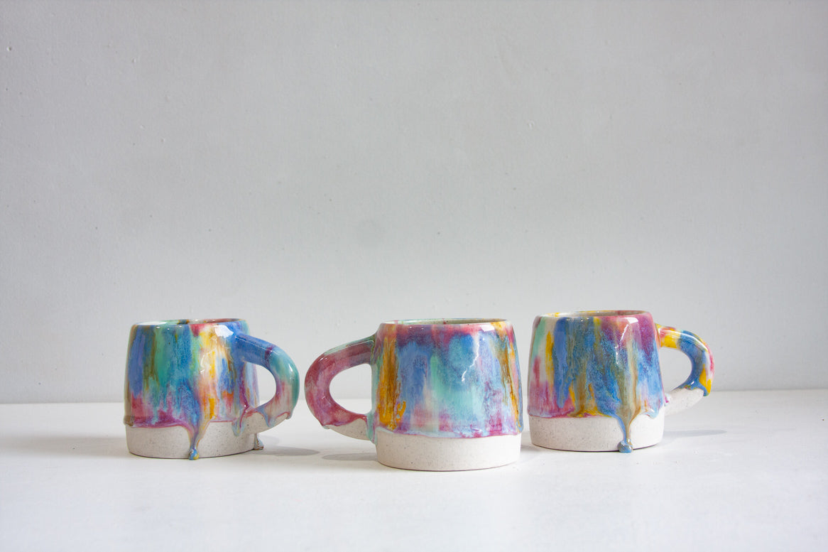 handmade ceramic rainbow large mug