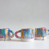 handmade ceramic rainbow large mug