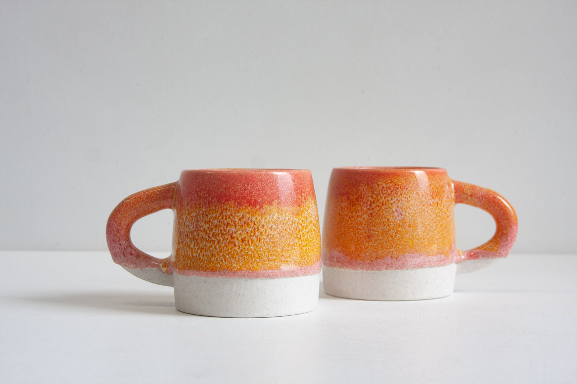 handmade ceramic red and orange large mu