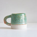 handmade ceramic green and peach large mug
