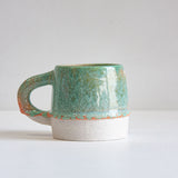 handmade ceramic green and peach large mug