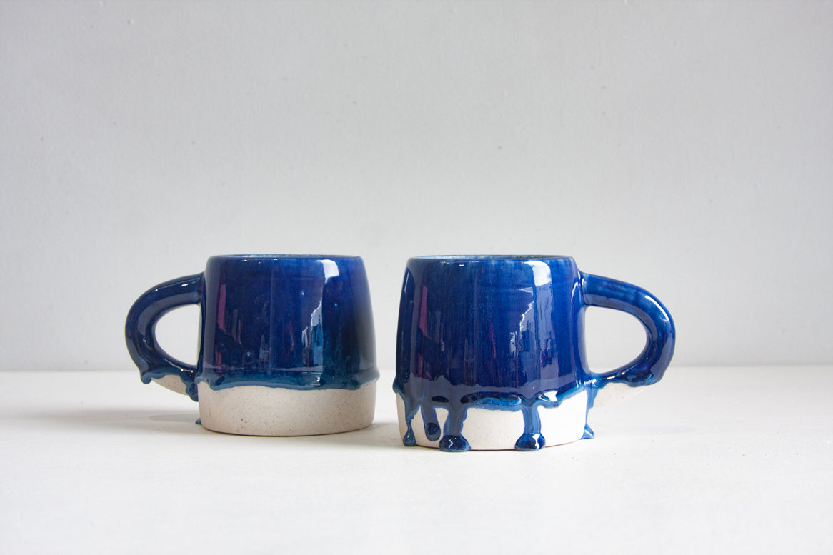 handmade ceramic glossy blue large mug