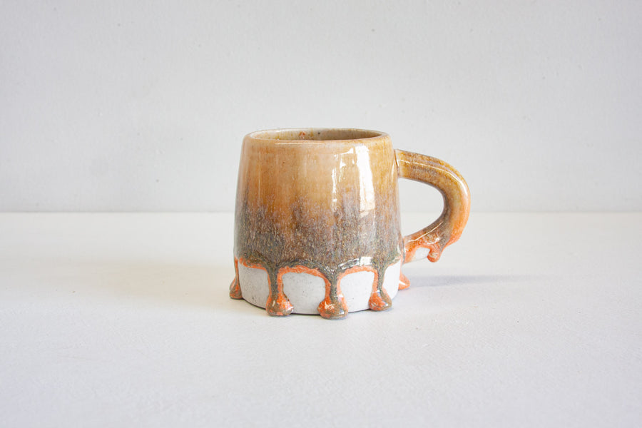 handmade ceramic brown and peach mug