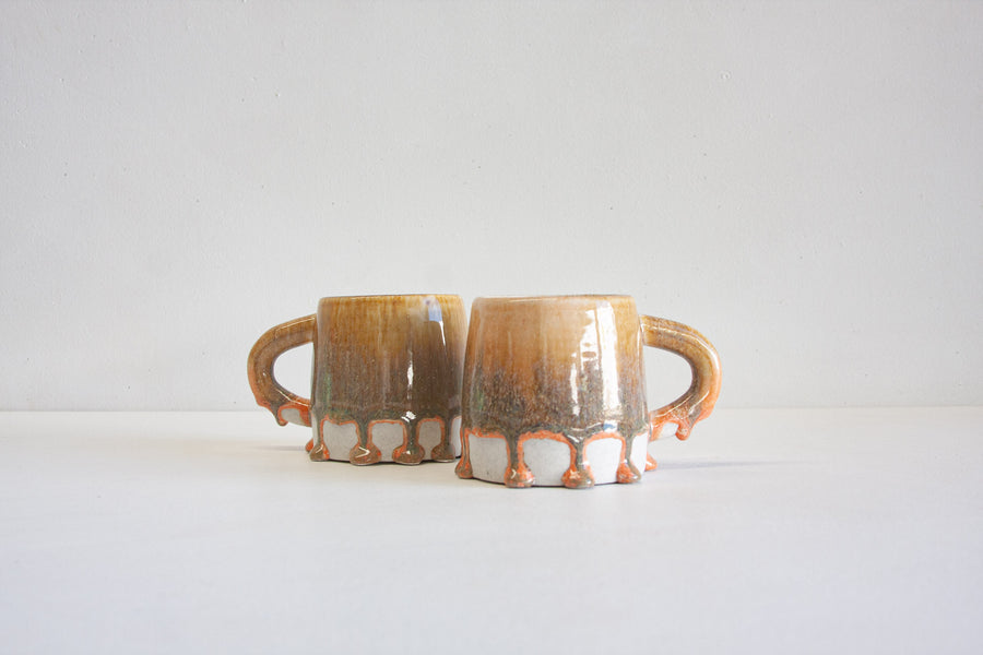 Seconds Sale Handmade Ceramic Large Mug - Brown & Peach