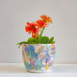 Handmade ceramic large multicoloured planter