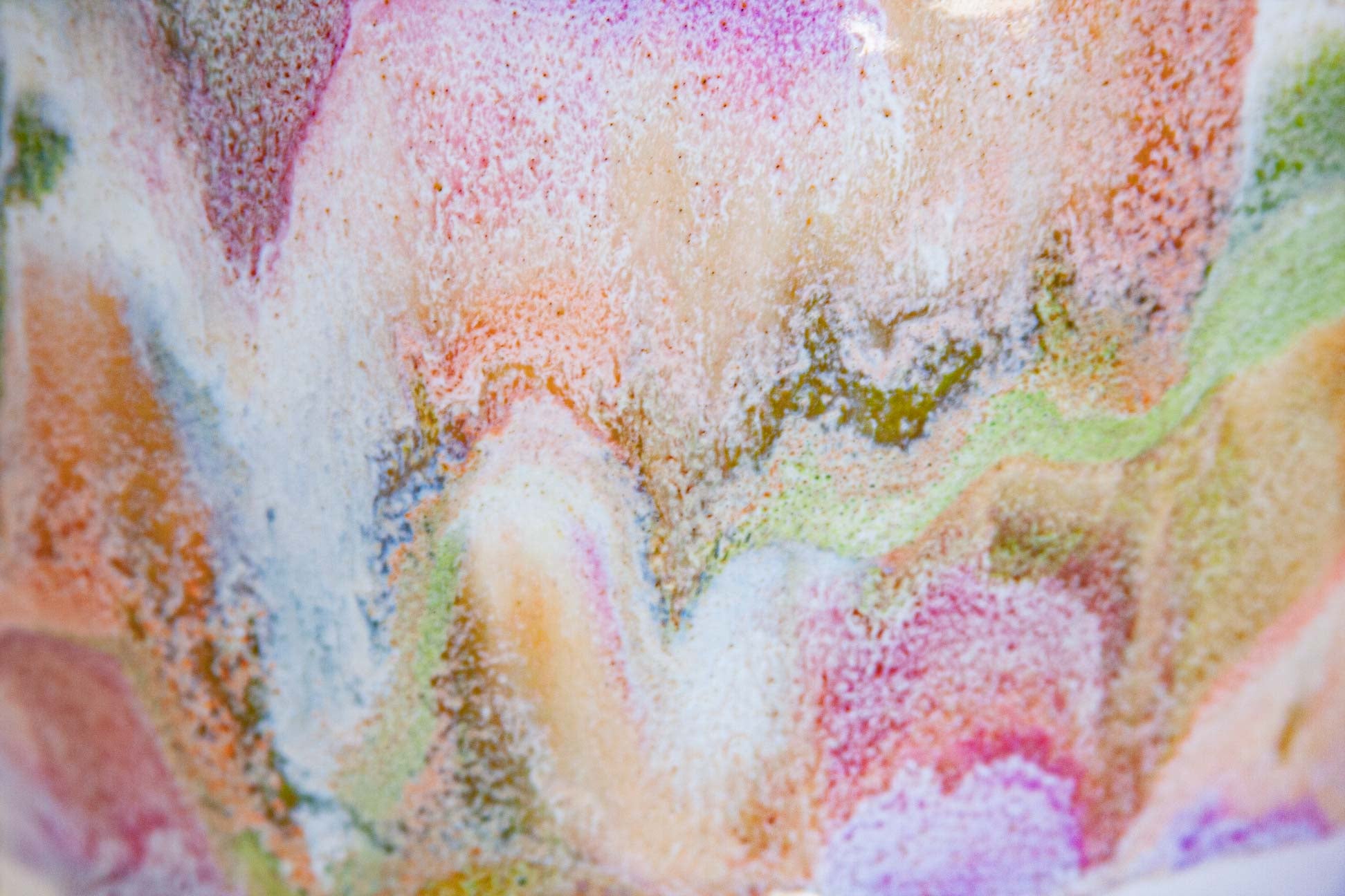 zoomed in photo of glaze details on handmade ceramic planter