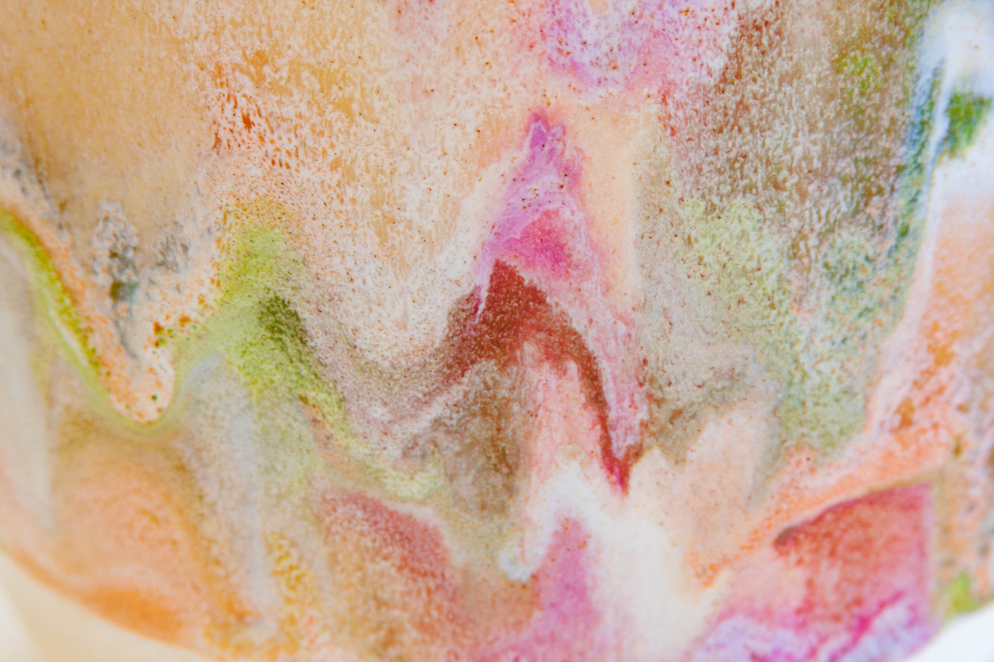 close up photo of glaze details on ceramic planter