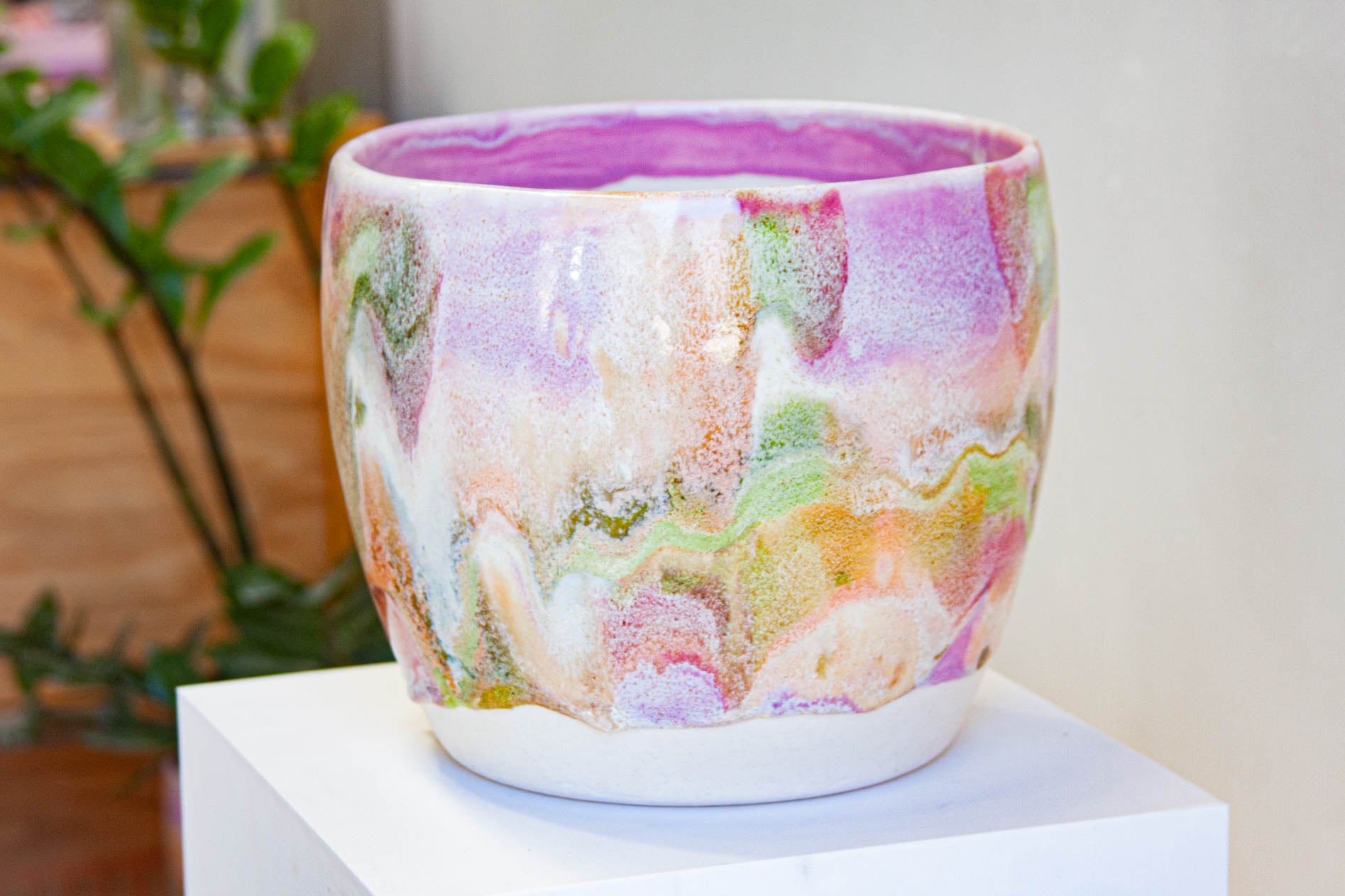 handmade ceramic planter on it's own
