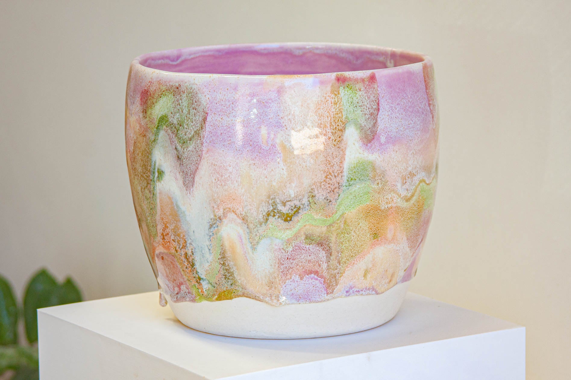 handmade ceramic pastel glazed planter