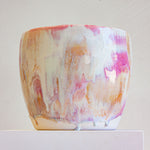 hand made ceramic planter glazed in soft pinks and creams