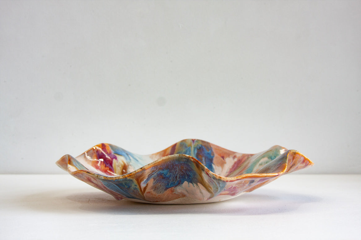 handmade ceramic oyster shaped platter 