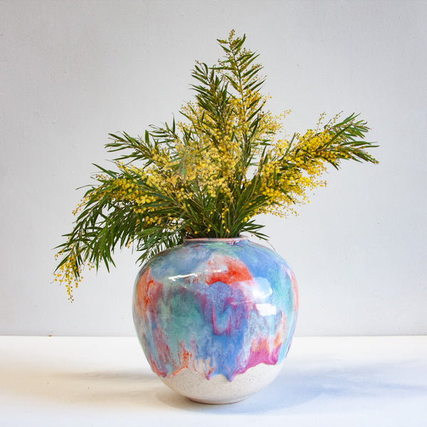 handmade ceramic multicoloured sculptural vase
