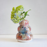 handmade ceramic brown, pink and blue sculptural vase