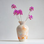handmade ceramic large sculptural vase glazed in soft peach, pink and cream