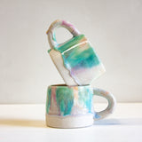 handmade ceramic mug in soft pastel colours