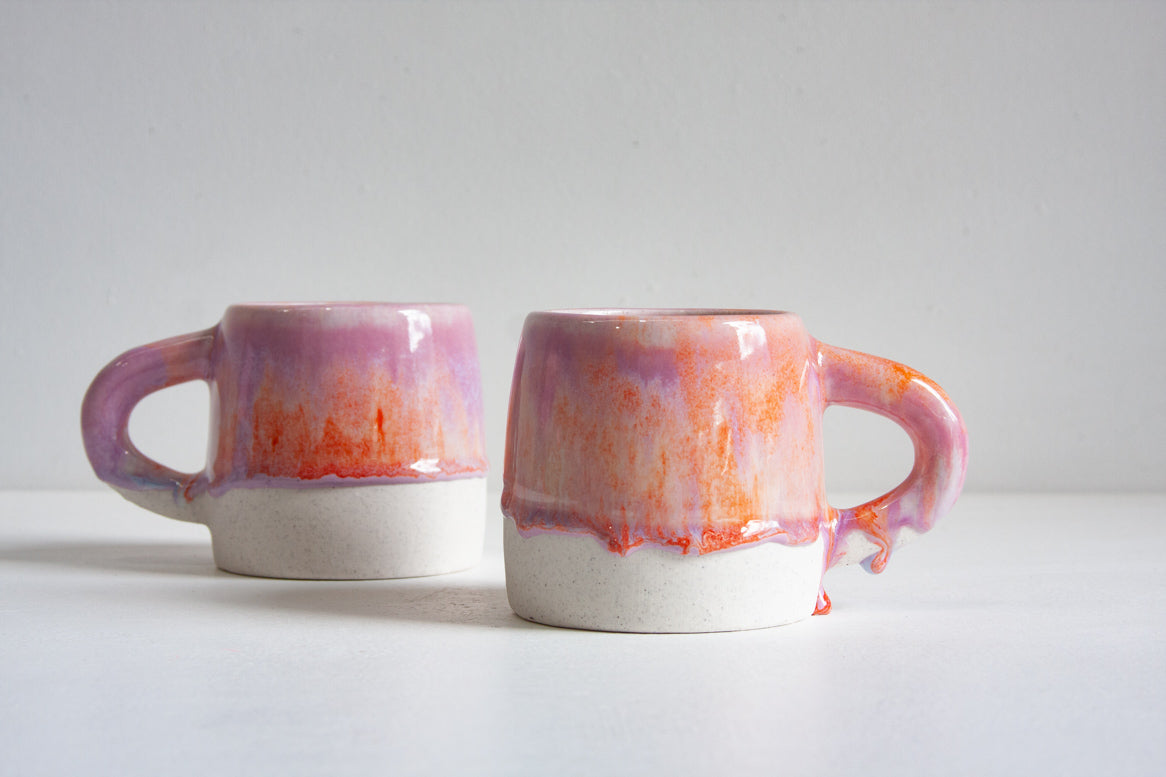 handmade ceramic large purple and orange mug