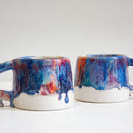 Handmade ceramic blue, green, orange mug
