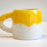 Handmade Ceramic Large Mug - Yellow & White