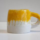 Handmade Ceramic Large Mug - Yellow & White