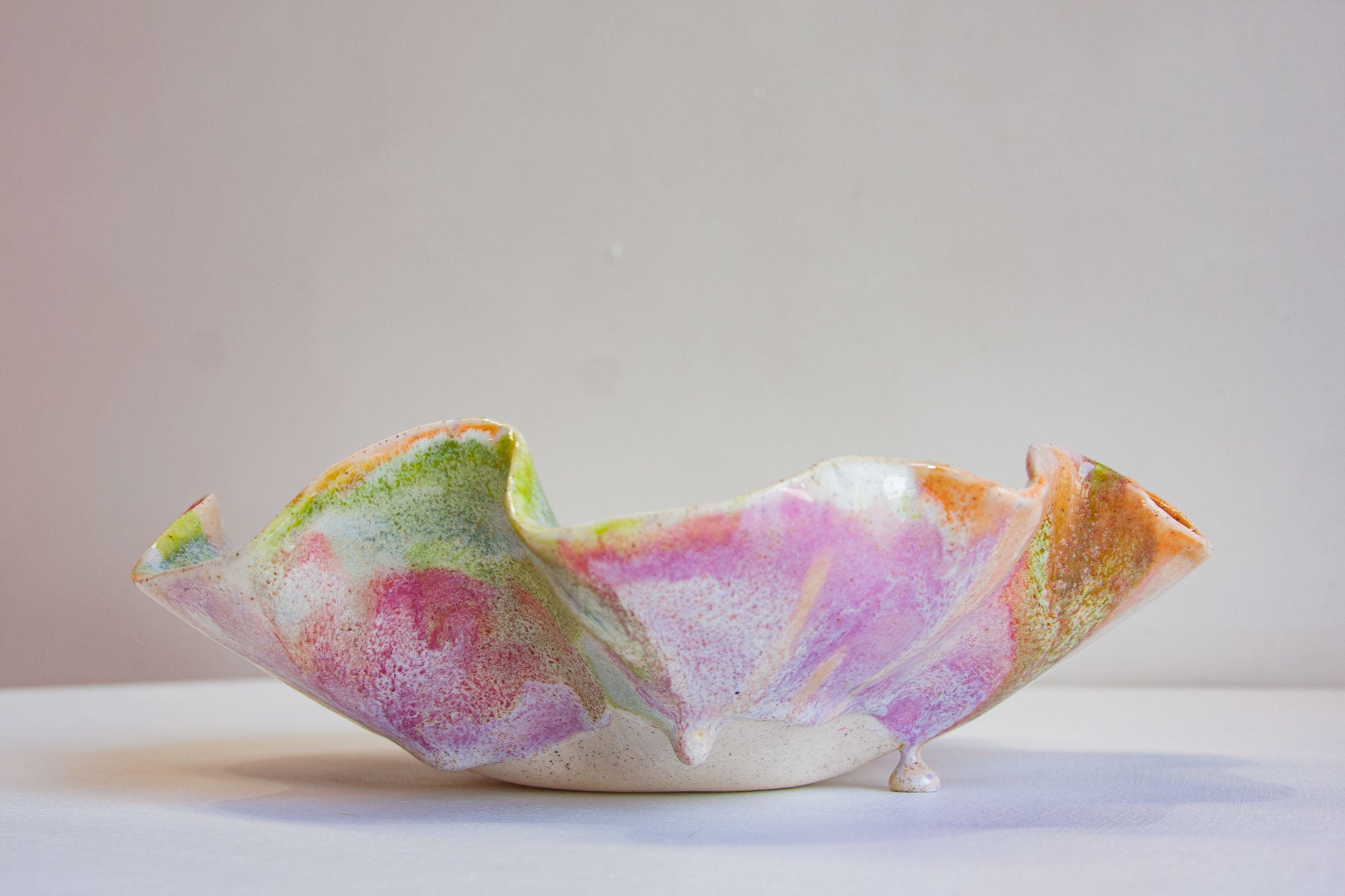 handmade ceramic frilly shaped platter