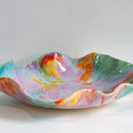 handmade ceramic multicoloured oyster shaped platter