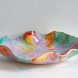 handmade ceramic multicoloured oyster shaped platter
