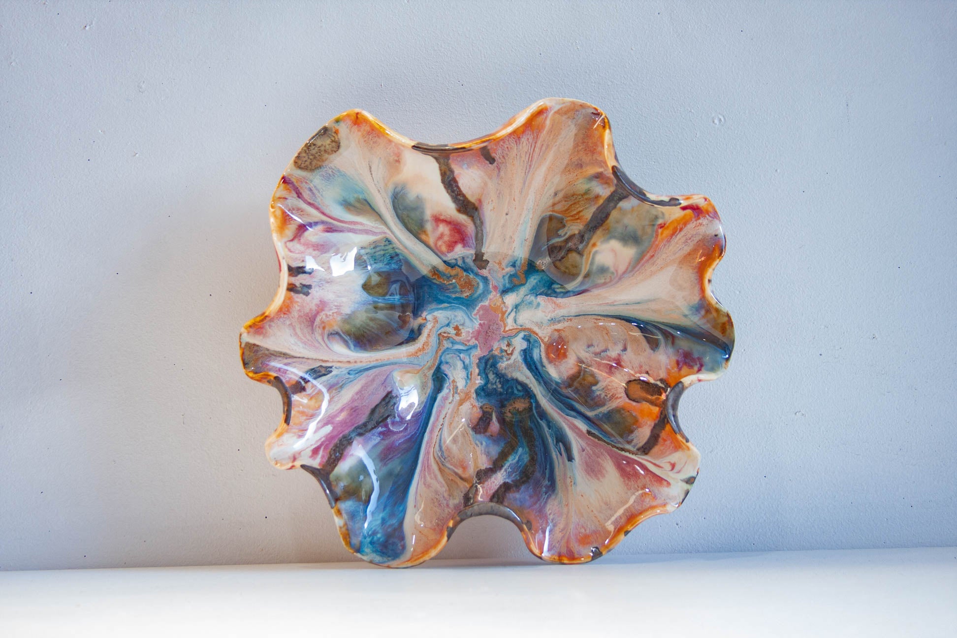 handmade ceramic platter with pooled glaze.
