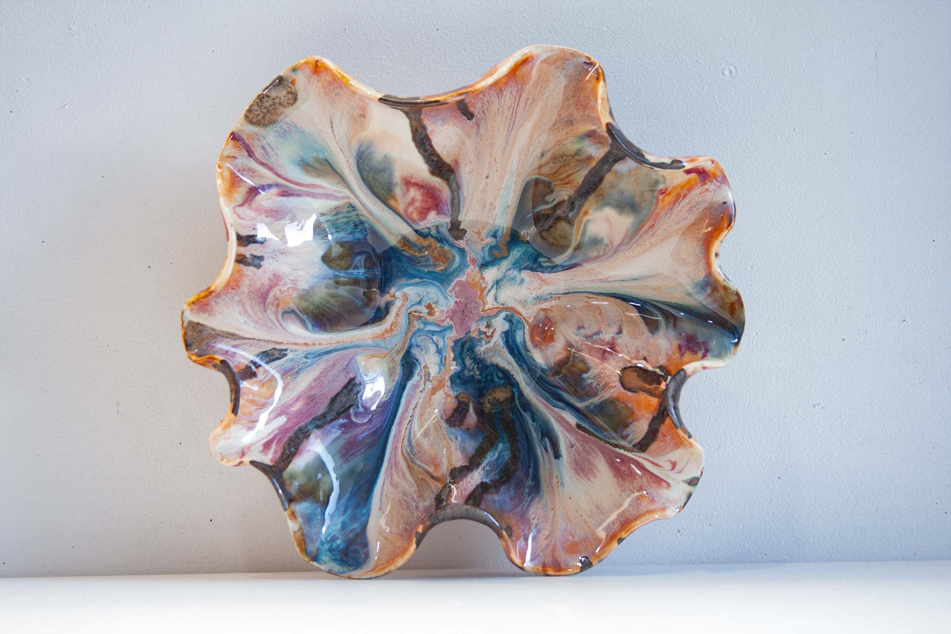 handmade ceramic oyster shaped platter
