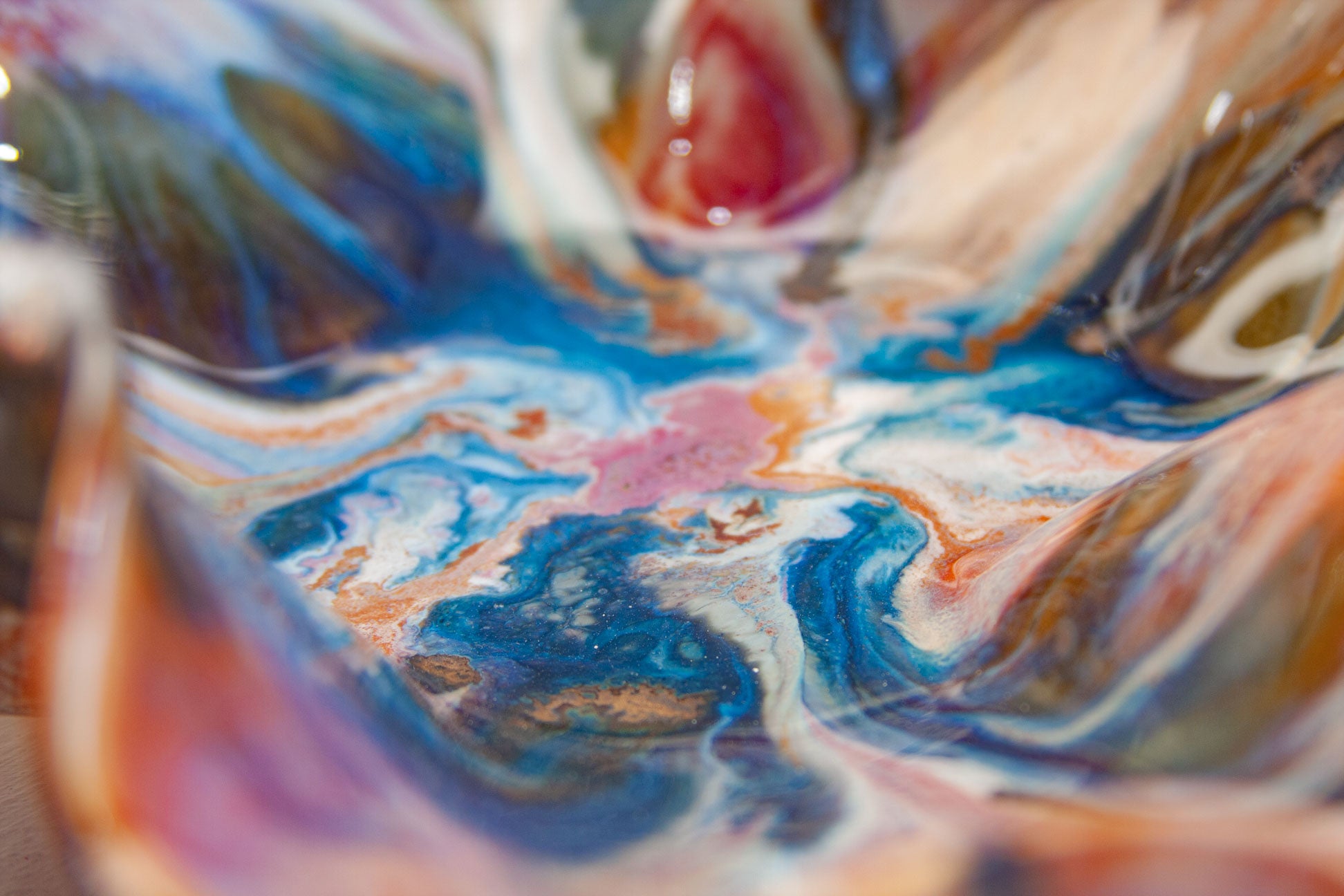 close up photo of the glazed pooled into the bottom of the platter.