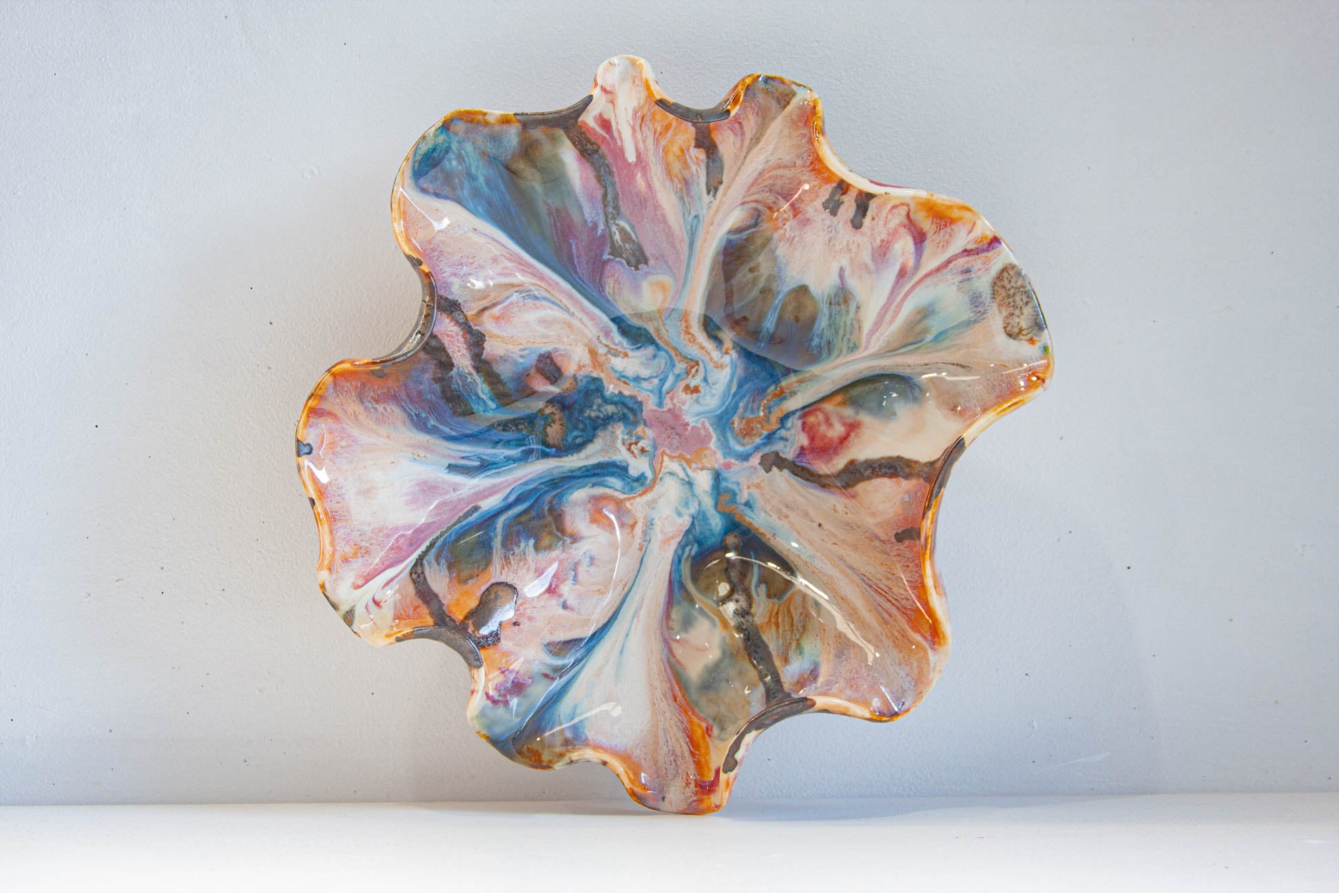 handmade ceramic oyster shaped decorative platter