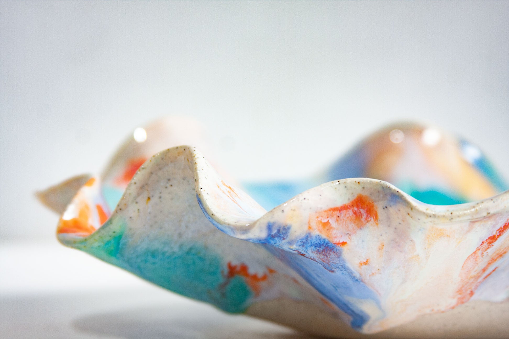Handmade ceramic oyster shaped platter