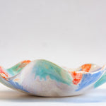 handmade ceramic blue, green, purple and orange organic shaped platter