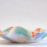 handmade ceramic blue, green, purple and orange organic shaped platter