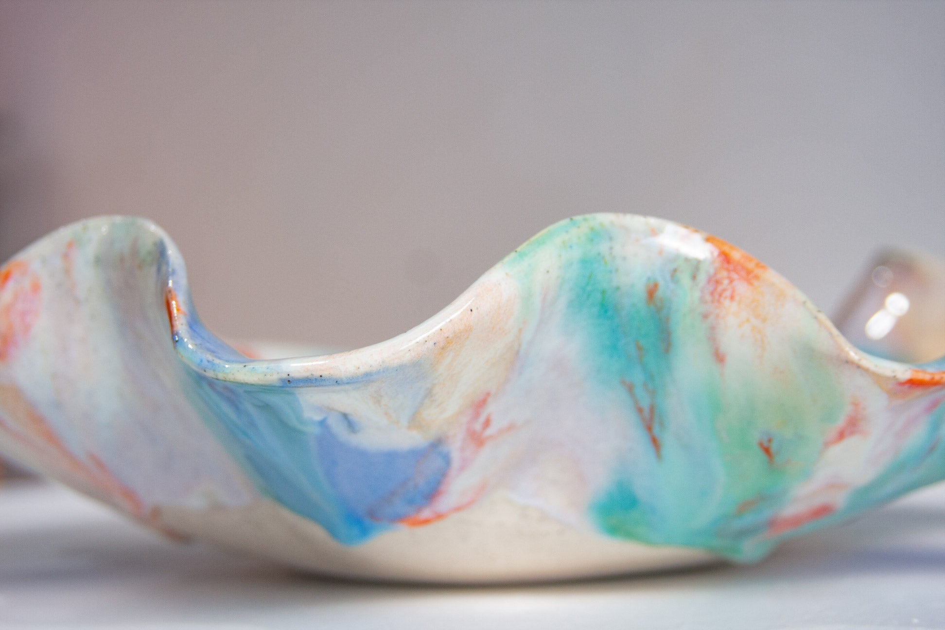 side view of handmade ceramic platter