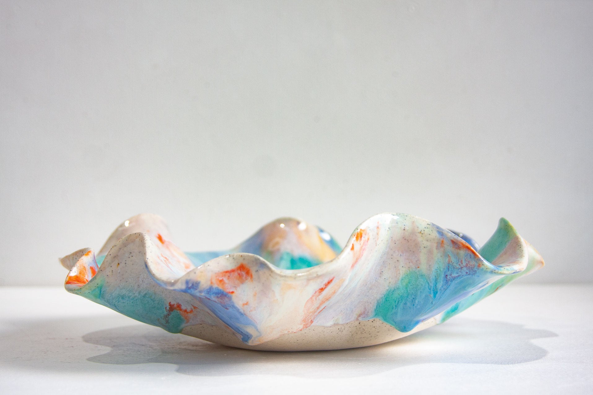 handmade ceramic platter sitting on a table