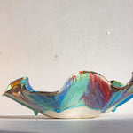 handmade ceramic blue, green, brown and pink platter