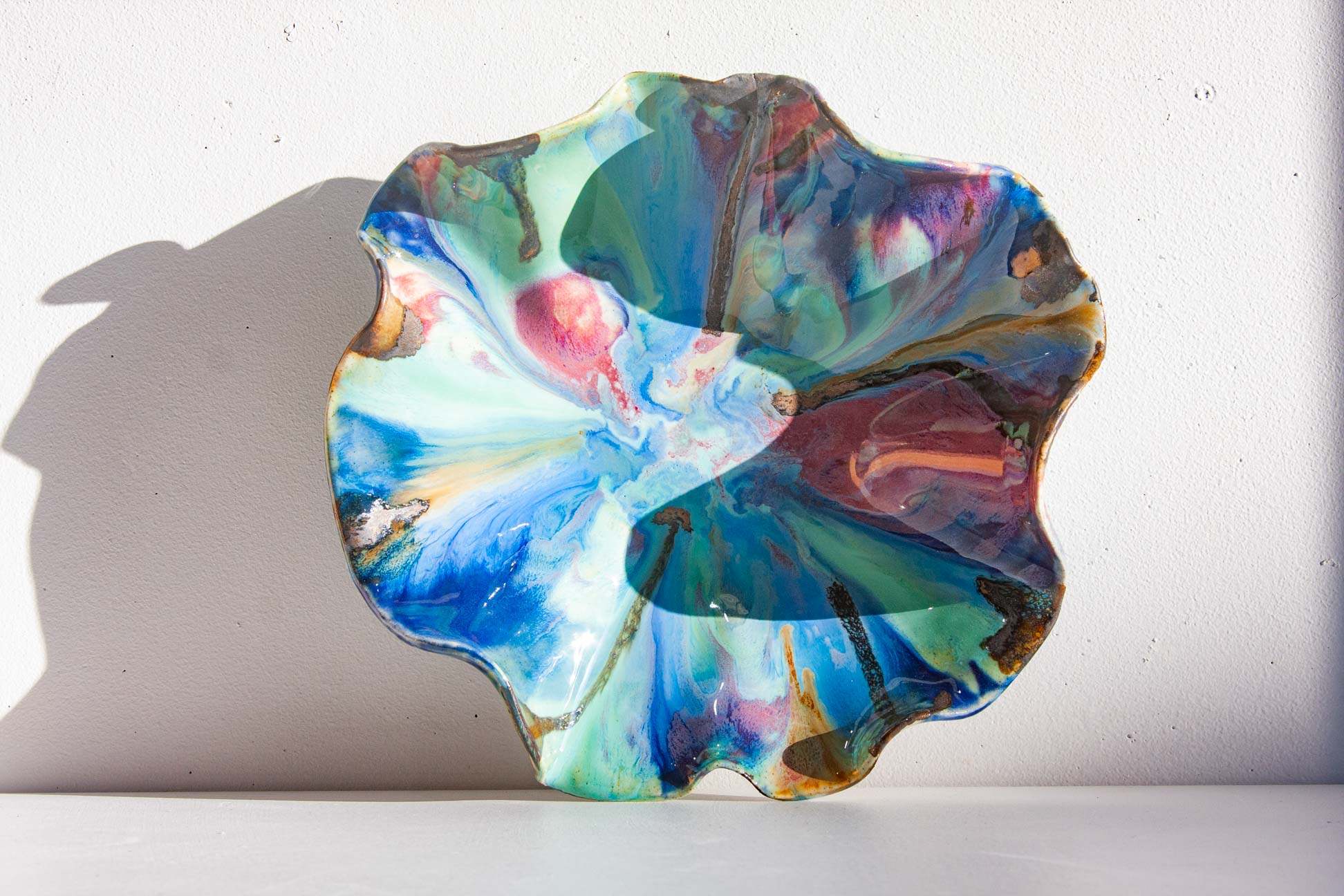 handmade ceramic decorative oyster shaped platter