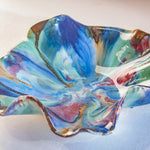 Handmade ceramic decorative wavy colourful platter
