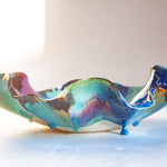 handmade ceramic decorative platter with glaze drip detail