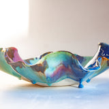 handmade ceramic decorative platter with glaze drip detail