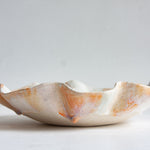 handmade ceramic folded edges platter glazed in soft peach, pink and cream
