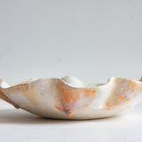 handmade ceramic folded edges platter glazed in soft peach, pink and cream